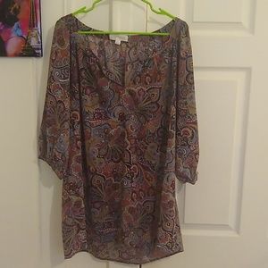 Paisley long sleeve tunic plus size